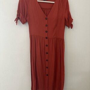 Rust Button-Down Dress